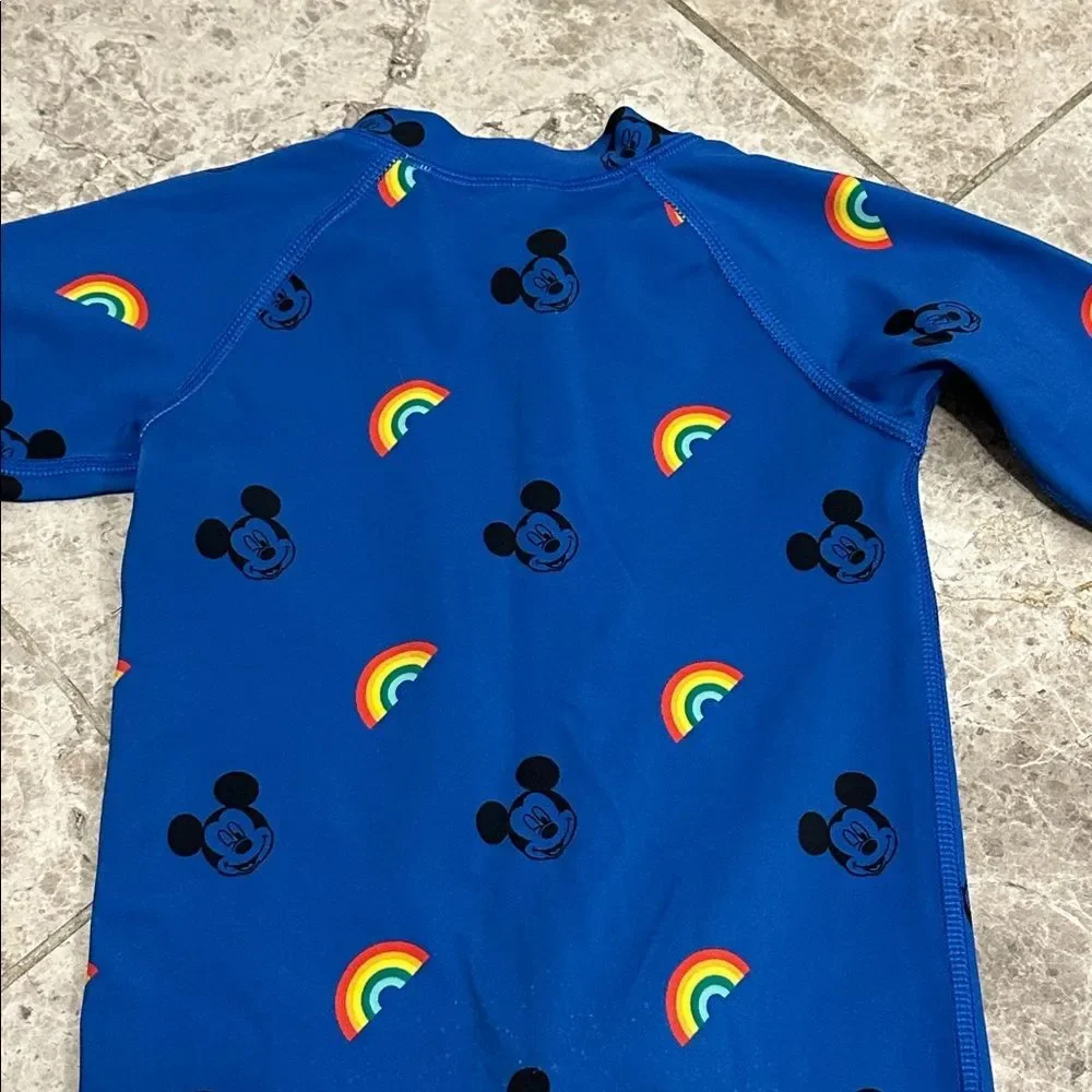 Hanna Andersson Mickey Mouse Disney Rainbow Rashguard 1pc Swimsuit Sz 75 12-18M